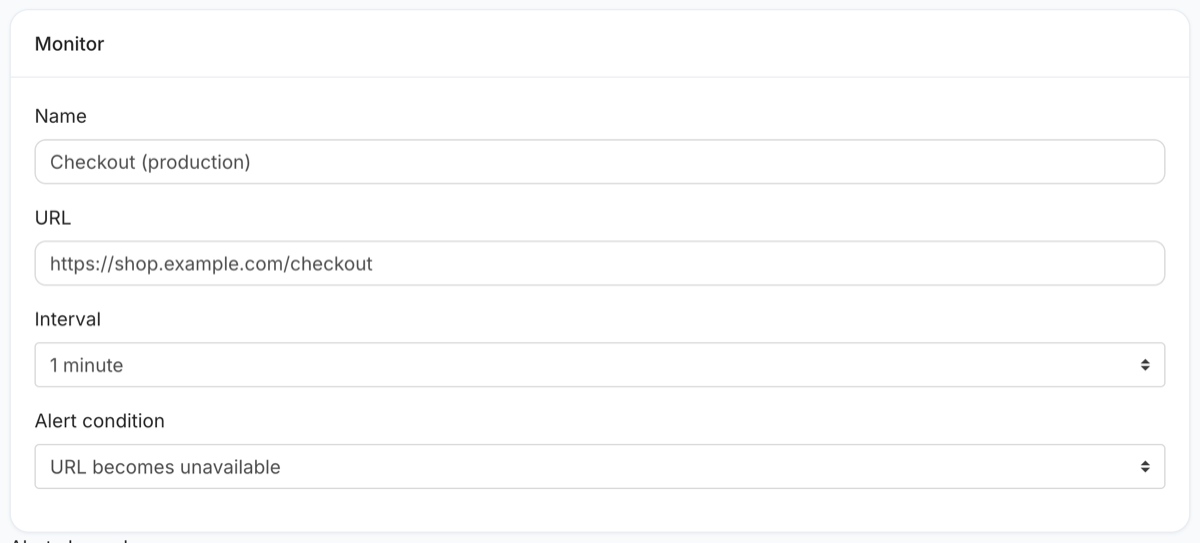 MonitoringDaddy new monitor form with the monitor name and URL filled in